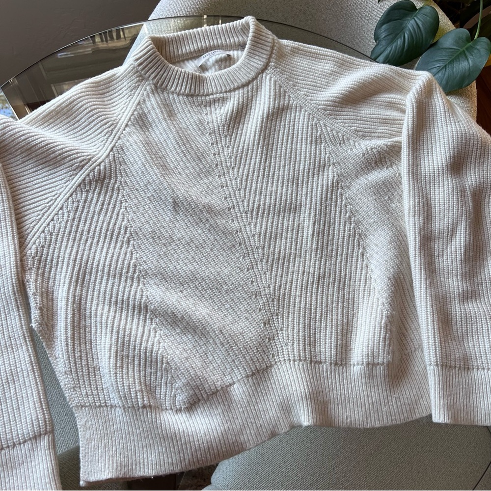 All Saints Ribbed Cream Sweater Cashmere Wool Thick Large Comfy Soft Cuddly